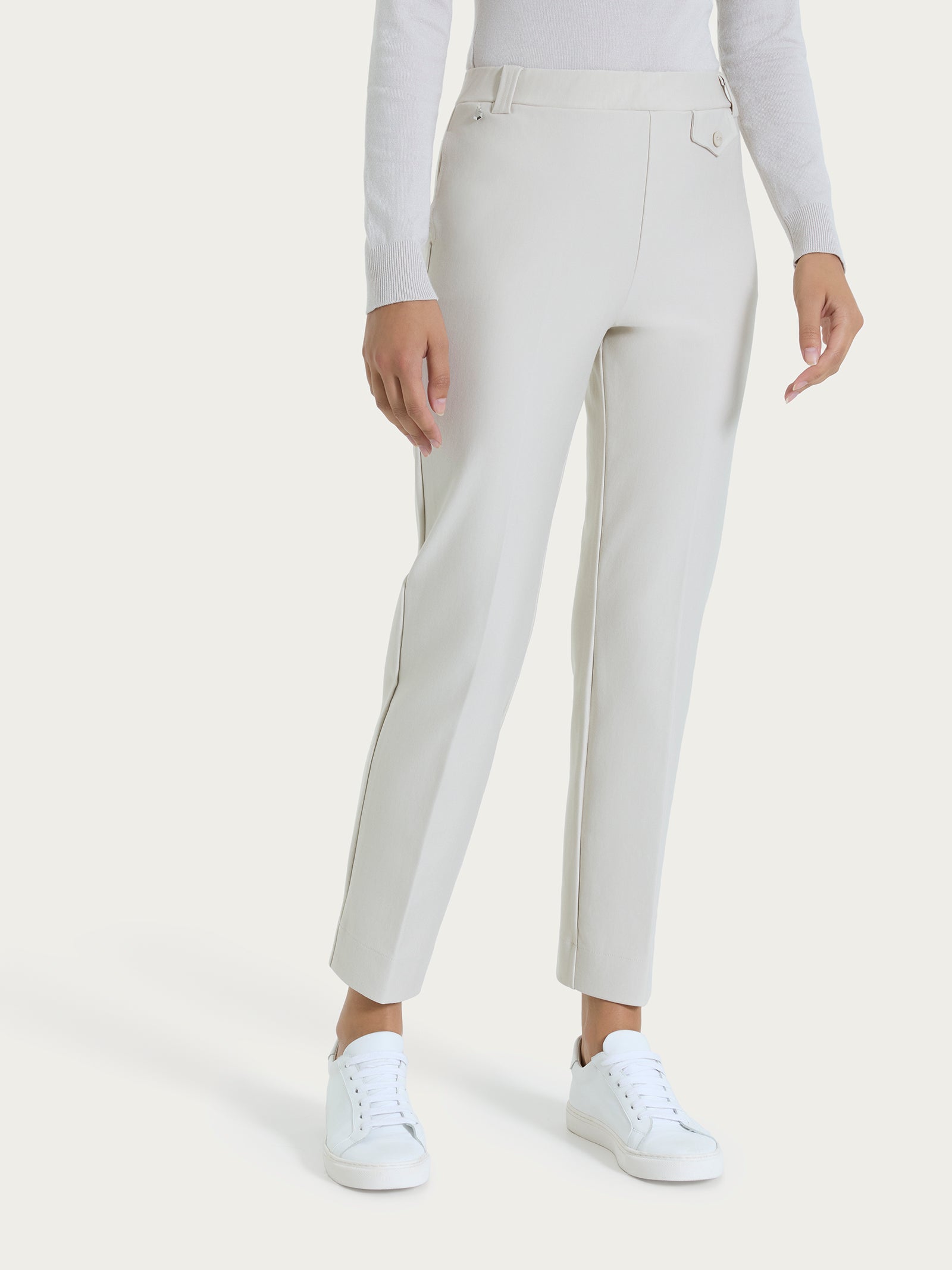 Pantalone dritto con taschino in Compact Bianchi Donna - Ragno