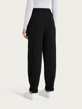 Pantalone a carota con tasche e pinces in Velvet Neri Donna - Ragno