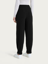 Pantalone a carota con tasche e pinces in Velvet Neri Donna - Ragno