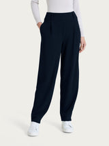 Pantalone a carota con tasche e pinces in Velvet Blu Donna - Ragno