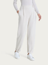 Pantalone a carota con tasche e pinces in Velvet Bianchi Donna - Ragno