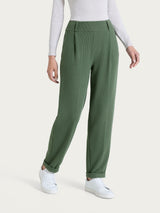 Women's Green Velvet Carrot Pants with Pockets and Pleats - Ragno