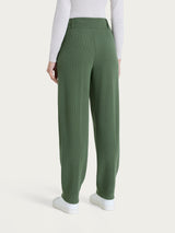 Pantalone a carota con tasche e pinces in Velvet Verdi Donna - Ragno