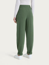 Pantalone a carota con tasche e pinces in Velvet Verdi Donna - Ragno