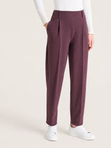 Karottenhose mit Taschen und Abnähern aus violettem Samt für Damen – Ragno