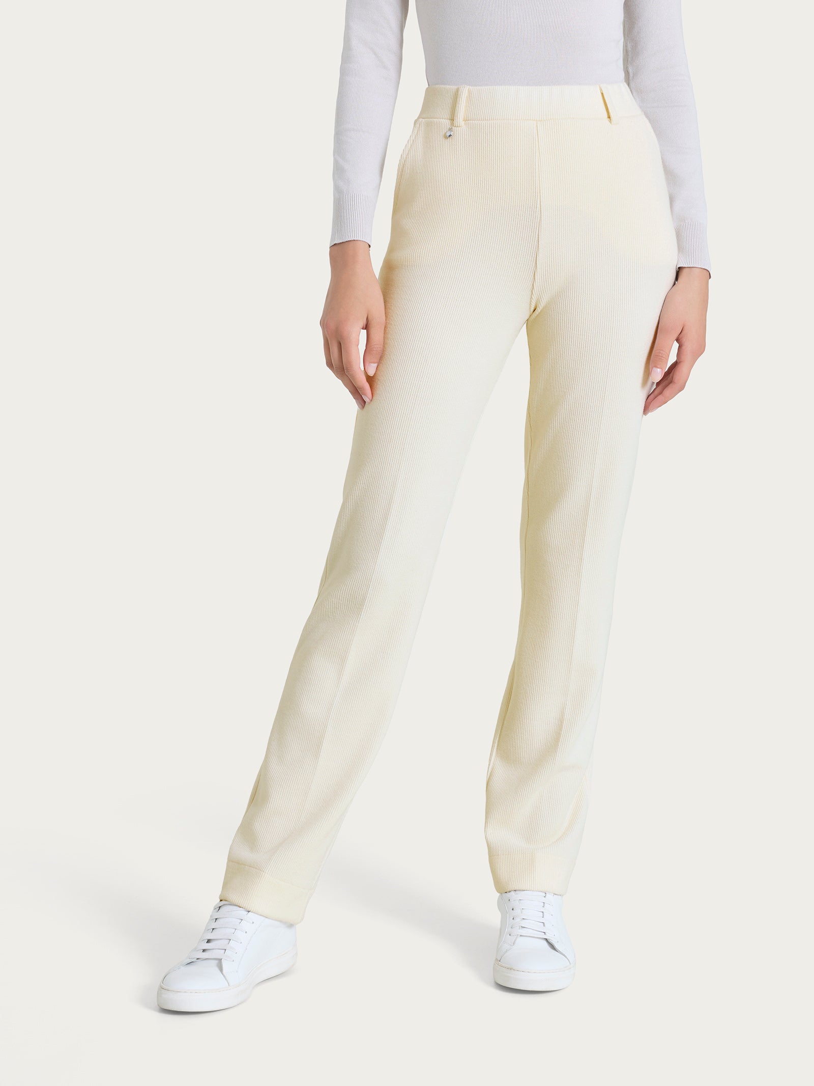 Pantalone dritto con tasche in Velvet Bianchi Donna - Ragno