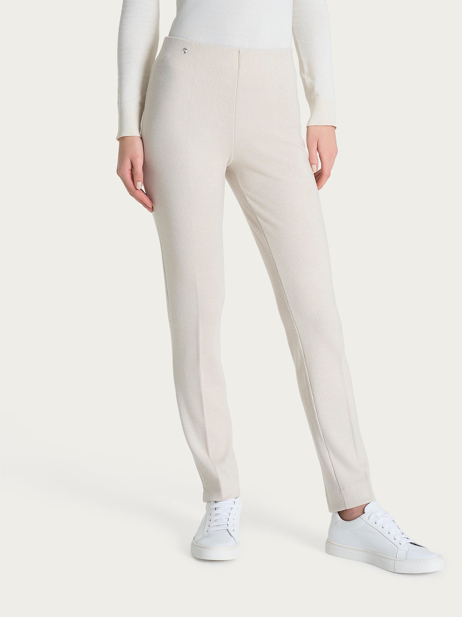 Pantalone a sigaretta con spacchetti in Velvet Bianchi Donna - Ragno