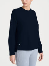 Felpa girocollo in Velvet  Blu Donna - Ragno