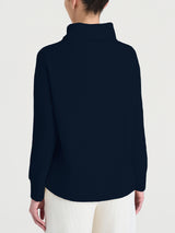 Felpa con collo a ciambella in Velvet Blu Donna - Ragno
