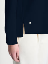 Felpa con collo a ciambella in Velvet Blu Donna - Ragno