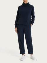 Felpa con collo a ciambella in Velvet Blu Donna - Ragno