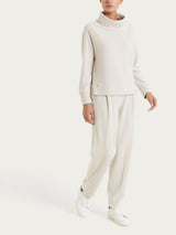 Felpa con collo a ciambella in Velvet Bianchi Donna - Ragno