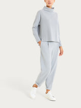 Felpa con collo a ciambella in Velvet Grigi Donna - Ragno