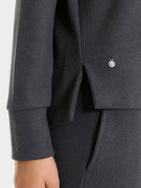 Felpa con collo a ciambella in Velvet Grigi Donna - Ragno