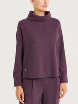Sudadera con cuello de cuello alto de terciopelo morado para mujer - Ragno