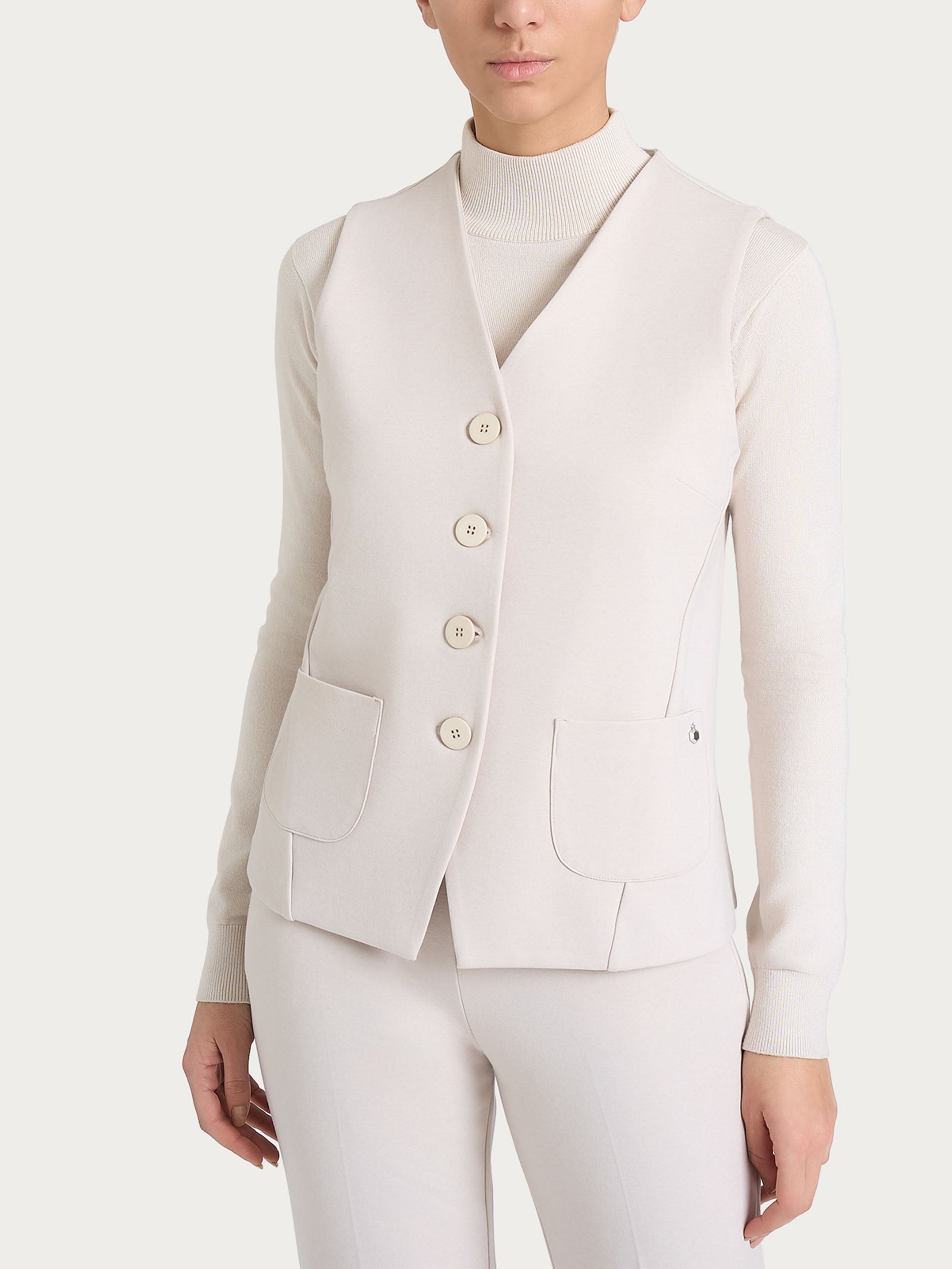 Gilet con quattro bottoni in Cashmere Compact Bianchi Donna - Ragno