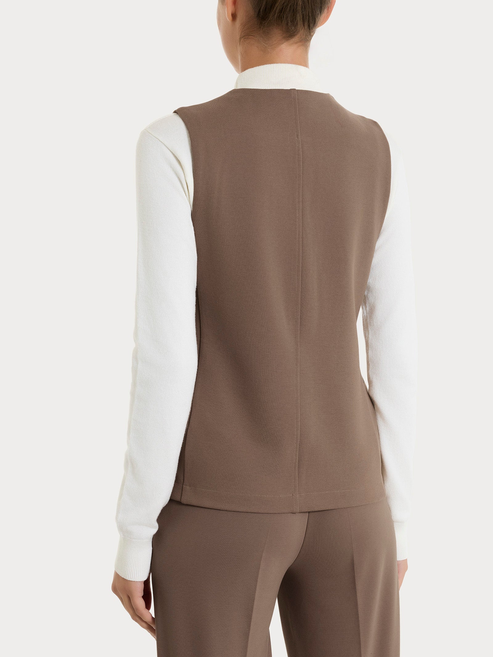 Gilet con quattro bottoni in Cashmere Compact Marroni Donna - Ragno