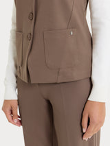 Gilet con quattro bottoni in Cashmere Compact Marroni Donna - Ragno