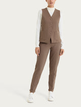 Gilet con quattro bottoni in Cashmere Compact Marroni Donna - Ragno