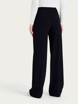 Pantalone a palazzo con tasche in Compact con Cashmere Neri Donna - Ragno