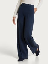 Pantalone a palazzo con tasche in Cashmere Compact Blu Donna - Ragno
