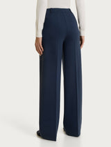 Pantalone a palazzo con tasche in Cashmere Compact Blu Donna - Ragno