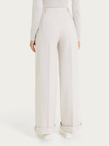 Pantalone a palazzo con tasche in Compact con Cashmere Bianchi Donna - Ragno