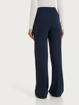 Pantalone ampio con tasche in Cashmere Compact Blu Donna - Ragno