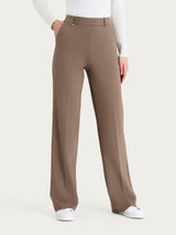 Pantalón ancho con bolsillos de Compact con Cashmere marrón para mujer - Ragno