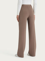 Pantalón ancho con bolsillos de Compact con Cashmere marrón para mujer - Ragno