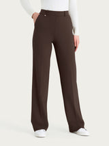 Pantalone ampio con tasche in Compact con Cashmere Marroni Donna - Ragno