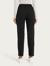 Pantalone dritto con tasche in Compact con Cashmere Neri Donna - Ragno