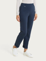 Pantalone dritto con tasche in Compact con Cashmere Blu Donna - Ragno