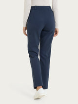 Pantalone dritto con tasche in Compact con Cashmere Blu Donna - Ragno