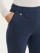 Pantalone dritto con tasche in Compact con Cashmere Blu Donna - Ragno