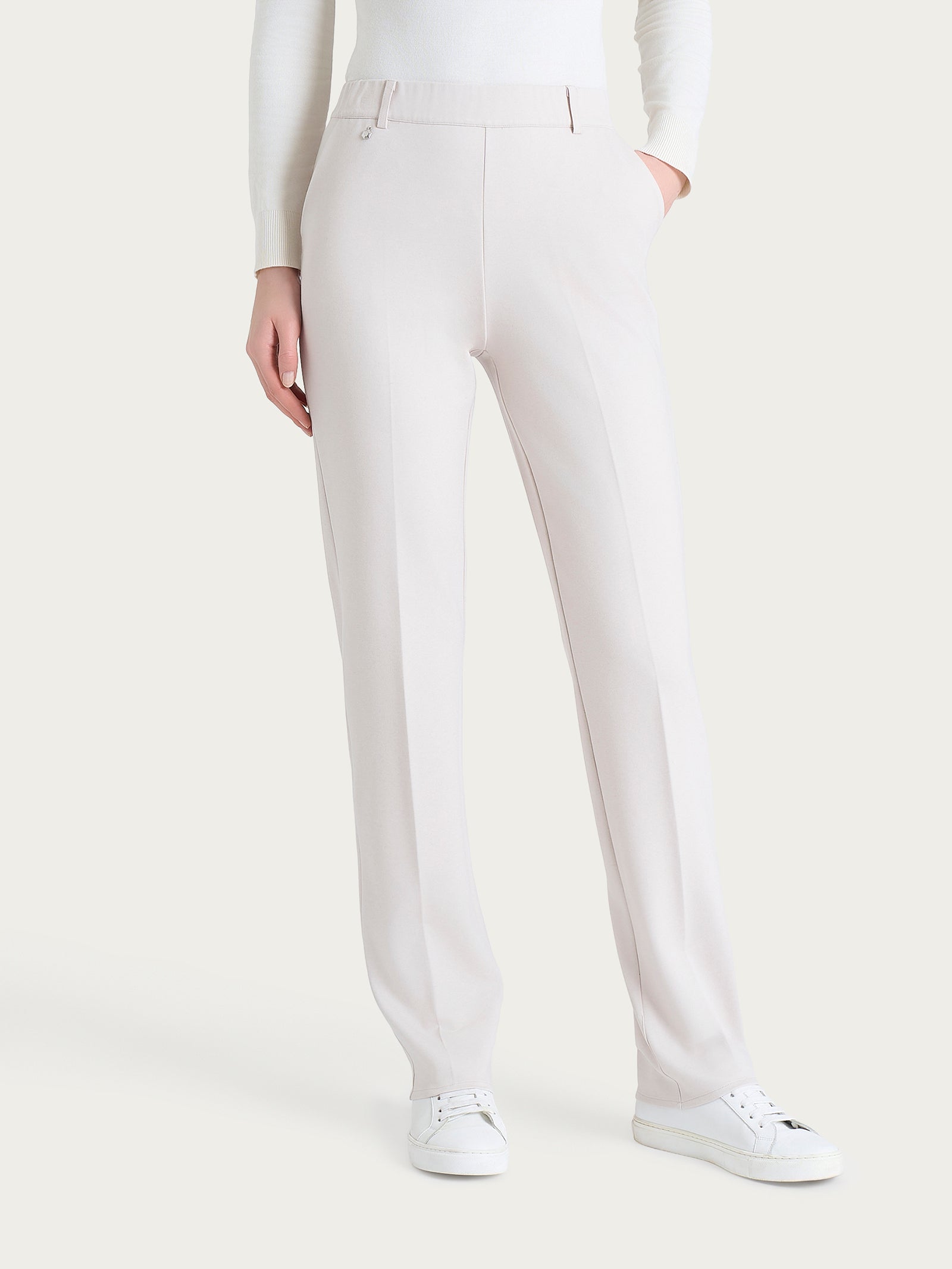 Pantalone dritto con tasche in Cashmere Compact Bianchi Donna - Ragno