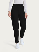 Pantalone a sigaretta con risvolto in Cashmere Compact Neri Donna - Ragno