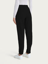 Pantalone a sigaretta con risvolto in Cashmere Compact Neri Donna - Ragno