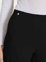 Pantalone a sigaretta con risvolto in Cashmere Compact Neri Donna - Ragno