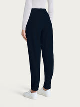 Pantalone a sigaretta con risvolto in Cashmere Compact Blu Donna - Ragno