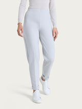 Pantalone a sigaretta con risvolto in Cashmere Compact Neri Donna - Ragno