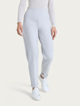 Pantalone a sigaretta con risvolto in Cashmere Compact Neri Donna - Ragno