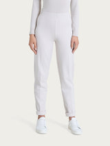 Pantalone a sigaretta con risvolto in Cashmere Compact Bianchi Donna - Ragno