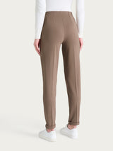Pantalone a sigaretta con risvolto in Cashmere Compact Marroni Donna - Ragno