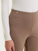 Pantalone a sigaretta con risvolto in Cashmere Compact Marroni Donna - Ragno