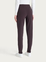 Pantalone a sigaretta con risvolto in Cashmere Compact Marroni Donna - Ragno