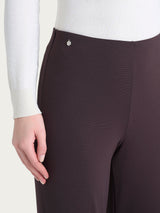 Pantalone a sigaretta con risvolto in Compact con Cashmere Marroni Donna - Ragno
