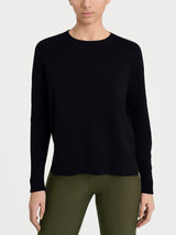 Maglia girocollo con fantasia check diagonale in Super Soft Neri Donna - Ragno