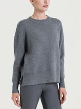 Maglia girocollo con fantasia check diagonale in Super Soft Neri Donna - Ragno