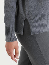 Maglia girocollo con fantasia check diagonale in Super Soft Neri Donna - Ragno